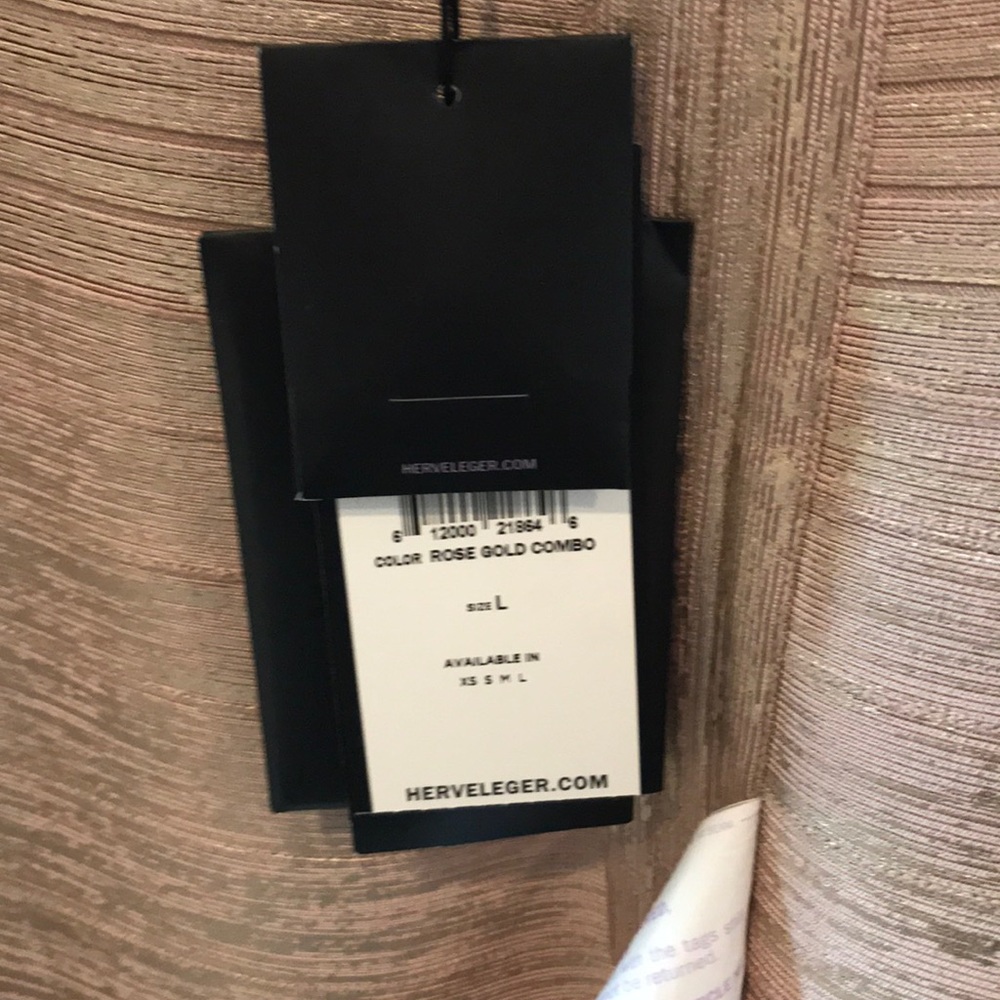 New Herve leger Eva dress in rose gold combo NWT l - Picture 5 of 8